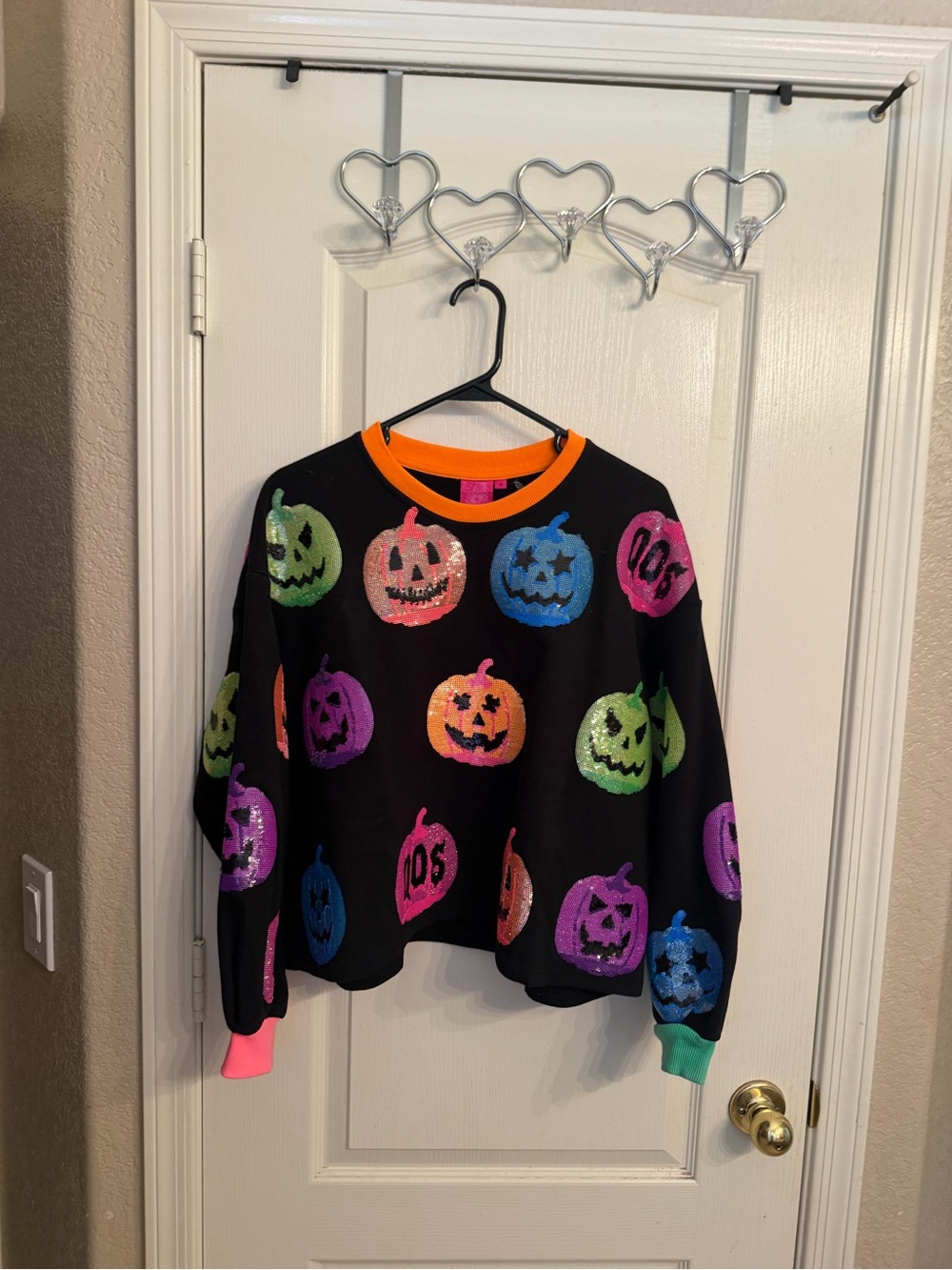 Queen of Sparkles Jack O Lantern Halloween Sweatshirt M